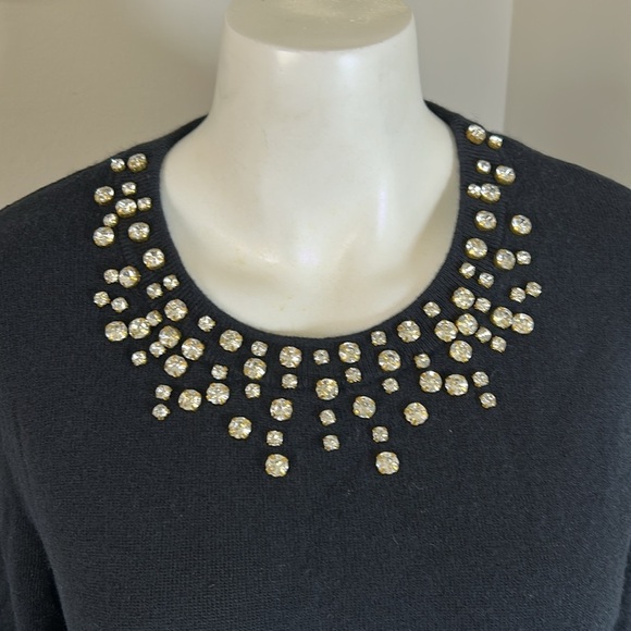 Lilly Pulitzer Odetta Sweater Black Rhinestone Wool Cashmere Blend Jumper Sz M - Picture 5 of 11